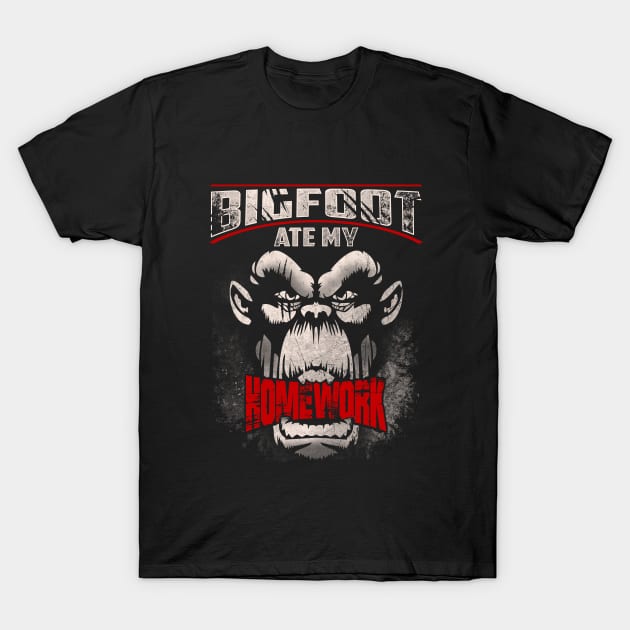 Bigfoot Ate My Homework T-Shirt by TexasTeez